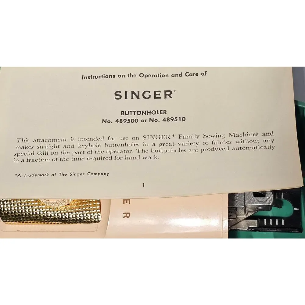 Vintage Singer Buttonholer Atomic Mint Green 1960